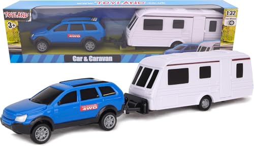 Toyland Car & Caravan Set aus zum Mitnehmen - Maßstab 1:32 (Blau) von Toyland