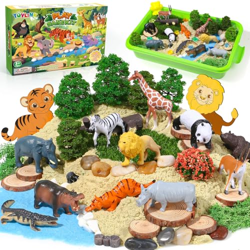 Toylink Wald Magic Sand Zaubersand mit 900g Spielsand Sandformen 12 Tiere Bäume Wiese Sensorik Spielzeug Sandspielzeug Geschenk für Kinder Jungen Mädchen 3 4 5 6 7 8 Jahr von Toylink