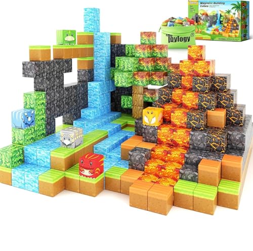 Dinosaur Toys Magnetic Blocks-Build Mine Magnet World Volcano Edition Kids Toys for 3+ Year Old Boys and Girls Building Blocks Toddler Toys Games Through Jurassic Learning Sensory Toys Gifts von Toylogy