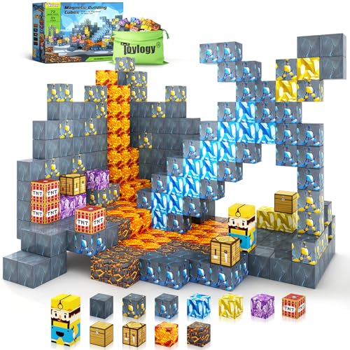 Magnetic Blocks-Build Mine Magnet World Edition Mine Sword Caverns Magnet Classroom Must Haves Toddler Toys for Boys & Girls Age 3-4 4-5 6-8, Sensory Montessori Toys for Kids for 3+ von Toylogy