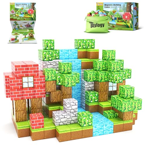 100PCS Magnetische Bausteine-Bauen Mine Magnete Welt Set für Jungen und Mädchen im Alter von 3 4 5 6 7 8, Magnetspiel Outdoor Spielzeug für Kinder Geschenke ab 3+ Jahre Mädchen Jungs von Toylogy