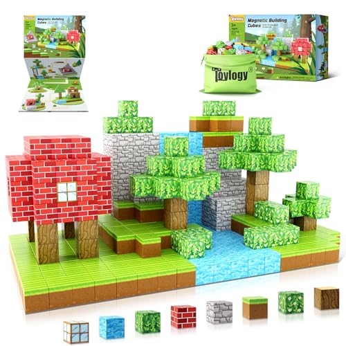 Toylogy Magnetische Bausteine - Build Mine Magnete Welt Edition, Magnetisches Spielzeug für Jungen und Mädchen im Alter von 3 4 5 6 7 8, Montessori Spielzeug ab 3 Jahren Geschenk für Kinder von Toylogy