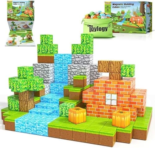 Toylogy Magnetische Bausteine - Build Mine Magnete Welt Set, Magnet Pumpkin magnetbausteine für Jungen und Mädchen Spielzeug ab 3 Jahre, STEM Montessori Spielzeug für Kinder 3 4 5 6 von Toylogy