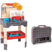 Hape E3036 - Kinder-Werkbank mit Werkzeug-Zubehör, Spielset, Spielhöhe einstellbar, 40x84x45cm Hape E3036 - Kinder-Werkbank mit Werkzeug-Zubehör, Spielset, Spielhöhe einstellbar, 40x84x45cm von Hape