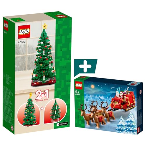 Lego Weihnacht-Set 2024 | Weihnachtsbaum (40573) + Schlitten des Weihnachtsmanns (40499) | Lego Weihnachten Bundle mit Santa Claus, Rentier und Tannenbaum von Toynova