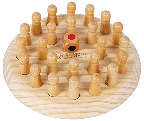 TOWO Gedächtnisspiel Memory - Brettspiel aus qualitativem Holz für die ganze Familie - 24 Figuren und 1 Würfel - Montessori-Spiel von Toys of Wood Oxford