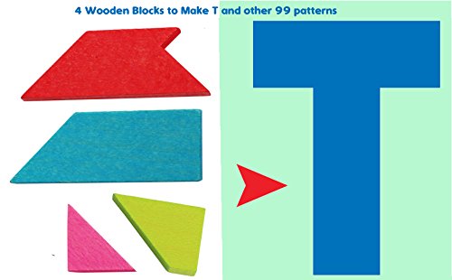 Toys of Wood Oxford Holz Tangram T Puzzle- Tangrampuzzle Teile mit 100 Lösungen - Kinder-Reisespiele - Holz-Spielzeug für Kinder und Erwachsene von Toys of Wood Oxford