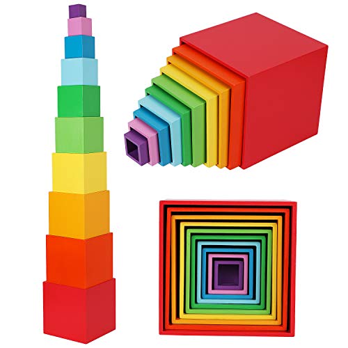 Toys of Wood Oxford Holzstapelbox Regenbogen-Farben-Nesting und Sorting Cups Blöcke für Kleinkinder-Stacking Würfel Educational Lernen Spielzeug für 2 Jahre alt Montessori-Materialien von Toys of Wood Oxford