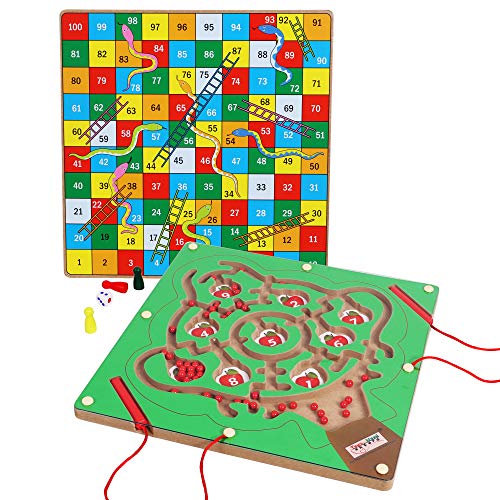 TOWO Labyrinth Magnetspielzeug Schlangen und Leitern Magnetisches Labyrinth Brettspiel und magnetspiel ab 2 Jahre Kinder Spielzeug 3-jährige Kinder Montessori-Mathematik Zahlen von Toys of Wood Oxford