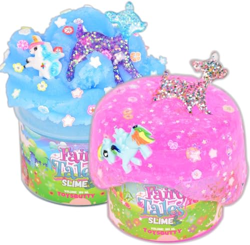 ToysButty 2 Schleim Set mit Klarer Slime Und Cloud WolkenSchleim für Kinder, Vorgefertigt in Behältern, Erstellen Sie mit MärchenThemen, 6 Zubehör Schleim selber Machen Set Jungen Mädchen Kinder Toys von ToysButty