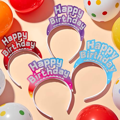 24 Stück 6 Farben Geburtstag Haarband Geburtstag Kronen Geburtstag Stirnband Geburtstagskrone Partyhüte Geburtstag Dekoration Kopfbedeckung Kopfschmuck Tiara Alles Gute zum Geburtstag Zubehör Kinder von Toyssa