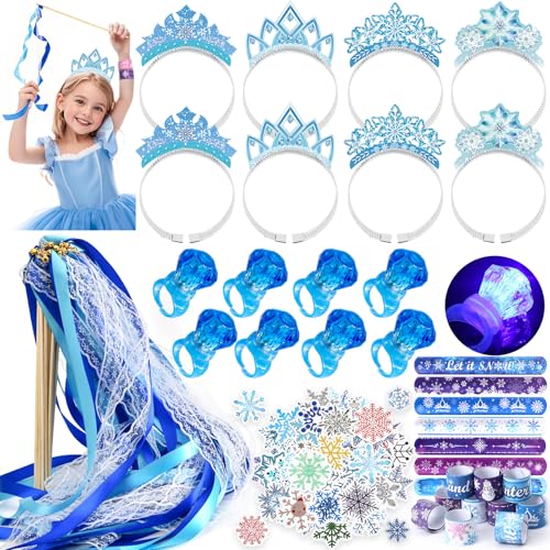 Frozen Mitgebsel Kindergeburtstag Mädchen Elsa Bandstäbe Zauberstab Haarreif Blinkender Ring Schnapparmband Aufkleber Eiskönigin Give Away Mitbringsel Geburtstag Party Kindergeburtstag Gastgeschenk von Toyssa