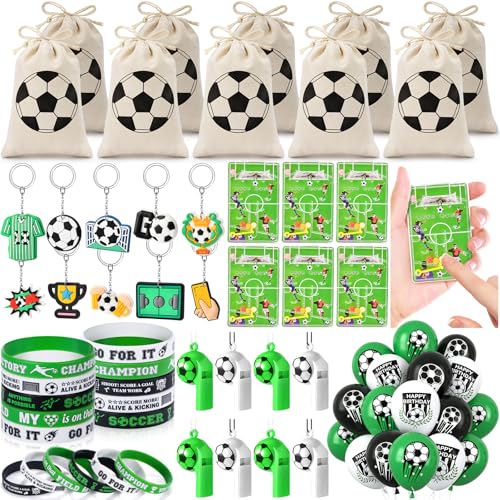 Fußball Mitgebsel Kindergeburtstag Junge Party Mitgebsel Kinder Fußball Flipperspiel Luftballon Jutebeutel mit Kordelzug Trillerpfeife Armband Schlüsselanhänger Fussball Deko Geburtstag Mitgebsel von Toyssa