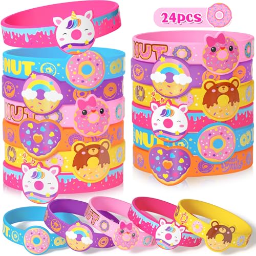 Toyssa 24 Stück Silikon Armbänder, Party Mitgebsel Kindergeburtstag Silikonarmband Kindergeburtstag Gastgeschenke Kleine Geschenke für Kinder Jungen Mädchen (Donut) von Toyssa