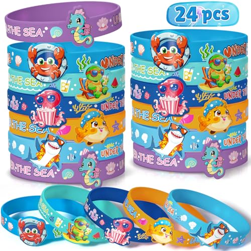 Toyssa 24 Stück Silikon Armbänder, Party Mitgebsel Kindergeburtstag Silikonarmband Kindergeburtstag Gastgeschenke Kleine Geschenke für Kinder Jungen Mädchen (SeaAnimal) von Toyssa