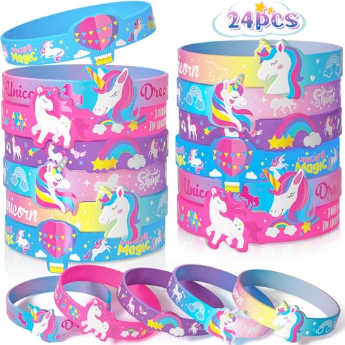 Toyssa 24 Stück Silikon Armbänder, Party Mitgebsel Kindergeburtstag Silikonarmband Kindergeburtstag Gastgeschenke Kleine Geschenke für Kinder Jungen Mädchen (Einhorn) von Toyssa