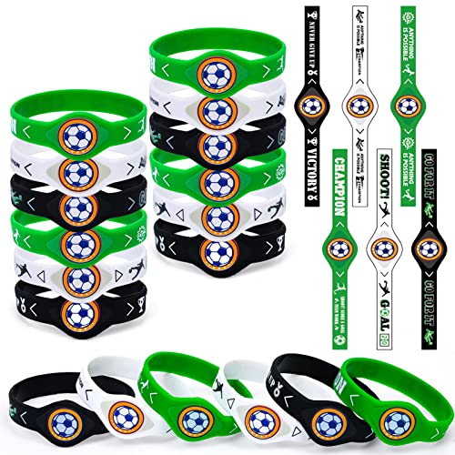 Toyssa 24 Stück Silikon Armbänder, Party Mitgebsel Kindergeburtstag Silikonarmband Kindergeburtstag Gastgeschenke Kleine Geschenke für Kinder Jungen Mädchen (Fußball) von Toyssa