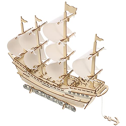 1 Satz 3D-segelpuzzle Piratenboot-Modell Bausätze Zum Bauen Montagerätsel Yacht Segelboot-modellbausatz Lebensechtes Segelbootmodell 3D-rätsel Segelboot Rätsel Holz Toyvian von Toyvian