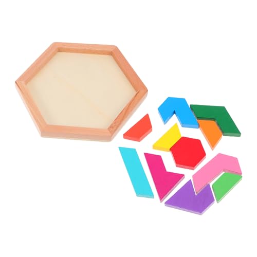 1 Satz Puzzle-bausteine Sechseck-Puzzle Rätsel Zum Frühen Lernen Tangram-Puzzle Hochwertiges Holz Colorful Toyvian von Toyvian