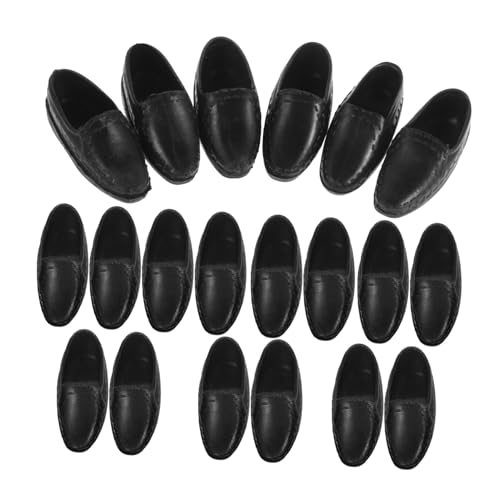 10 Paar Lederschuhe Für Prinzenpuppen Minischuhe Mini-schuhverzierung Dekorative Puppenschuhe Schuhe Für Baumwollpuppe. Schöne Miniaturschuhe Plastik Black Toyvian von Toyvian