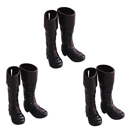 3 Paare Mini-weihnachtsstiefel Mini-puppenstiefel Schuhe Mini-puppenschuhmodell Miniatur-weihnachtsmann-Stiefel Puppenhausstiefel Piratenstiefel Dekore Zwerge Black Abs Toyvian von Toyvian