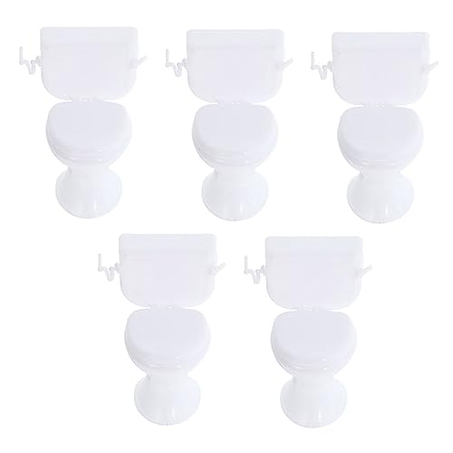 5St Puppentoilette Babytopf Toiletten-Training Miniaturszene hühner gieskanne kinderspielzeug spielzeuge Dekoration kinderhaus Mini-Töpfchen Plastik Weiß Toyvian von Toyvian