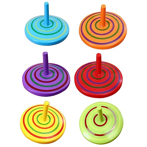 6St hölzerner Kreisel holzspielzeug für Fun Toy Kreisel für Kinderkreisel spielzeuge drehbare Tischplatten aus Holz Spinnen aus Holz Toyvian von Toyvian