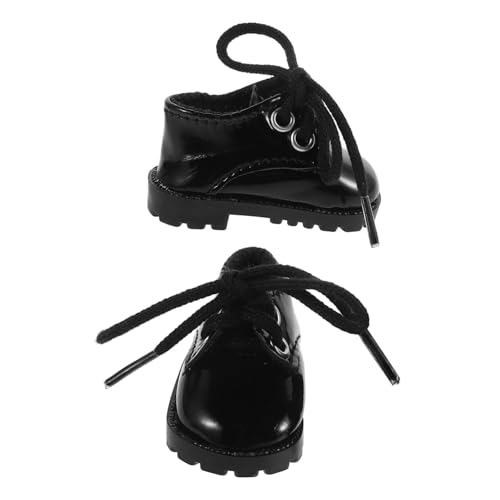 Toyvian 1 Paar Puppenlederschuhe Miniaturpuppenschuhe Mini-schuhfigur Miniatur-Flachschuhe Lustige Puppenschuhe Süße Miniaturschuhe Mini-szenen-Requisiten Miniaturfigur Kunstleder Black von Toyvian