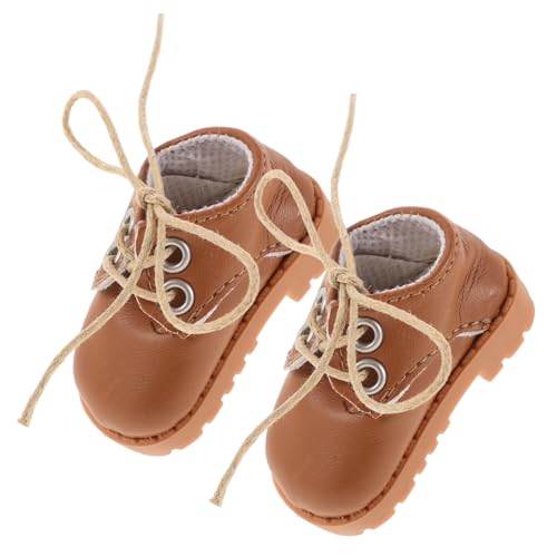 Toyvian 1 Paar Puppenlederschuhe aus Baumwolle Puppenwagen Miniatur Mini Schuhe Puppe verkleiden Sich Schuhe Spielpuppenschuhe Kunstleder Light Brown von Toyvian