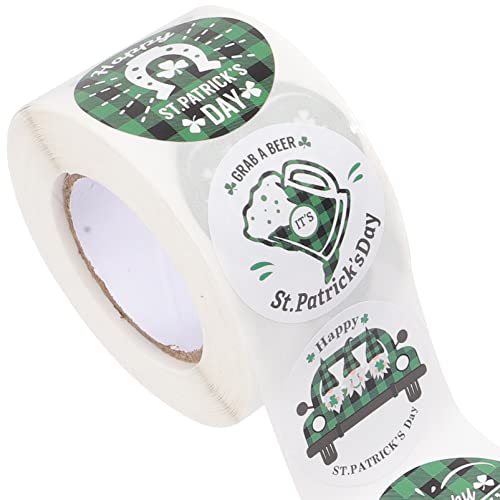 Toyvian 1 Rolle St Patrick's Day Aufkleber Runde Aufkleber Kreisaufkleber Nagelaufkleber Beutelverschlussaufkleber Partygeschenk Irischer Verschlussaufkleber Patty' Day von Toyvian