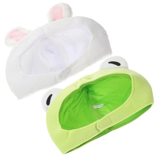 Toyvian 1 Satz 2 Stk tierische Kopfbedeckung Tierkostüm-Accessoire Kermit-Kostüm Frösche Hut Frosch Mütze Froschmütze kinderkleider plüschhase zubehör Hasenkostüm Hut Plüschmütze Stoff von Toyvian