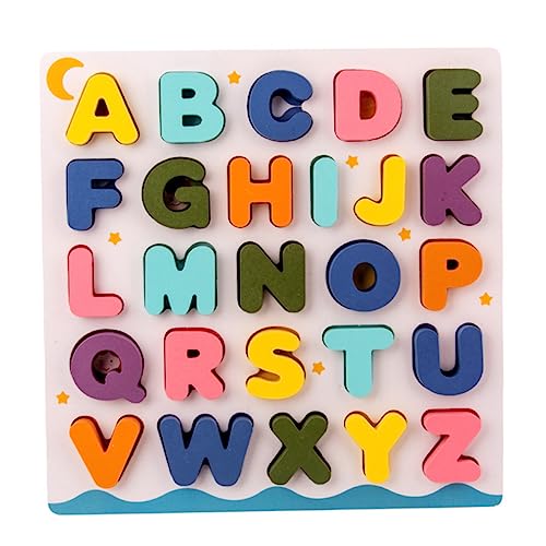 Toyvian 1 Satz Alphabet-Blöcke-Puzzle- interaktives lernspiel Kindergarten rätsel frühpädagogisches Angebot kognitive Spielsachen hölzern von Toyvian