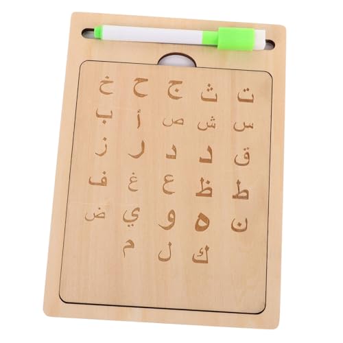 Toyvian 1 Satz Arabischer Schreibblock Alphabet, Das Holzbrett Nachzeichnet Alphabet-lernset Kit Zum Schreibenlernen Alphabet-Trace-Board Arabisch-Alphabet-Trainer Lerntafel Beige Hölzern von Toyvian