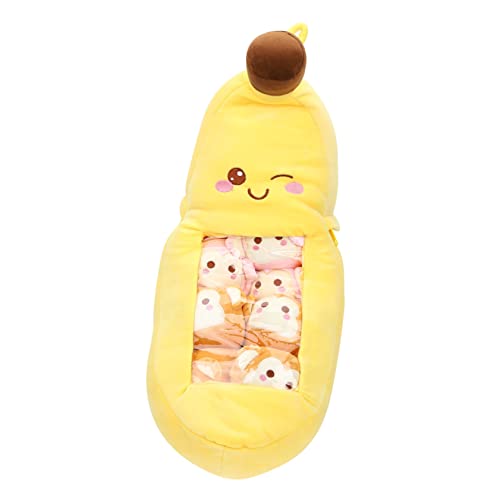 Toyvian 1 Satz Bananenkissen Stockspielzeug saubere Palette Desktop-Dekoration Spiralreißverschluss kopfkissen Mit Bananen gefülltes Kissen Kuscheltiere für Mädchen kurzer Plüsch Yellow von Toyvian