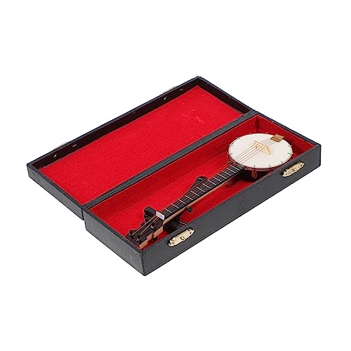 Toyvian 1 Satz Banjo-Modell Banjo-Miniatur Konzert- Kinder Musikinstrument Miniatur Mit Koffer Simuliertes Banjo Miniatur-puppenhauszubehör Banjo-Fall Saiten (kupferdraht) von Toyvian