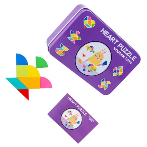 Toyvian 1 Satz Blechpuzzle Aus Holz Tangram Aus Holz Puzzle Mit Geometrischer Form Pädagogisches Tangram Violett Bambus von Toyvian