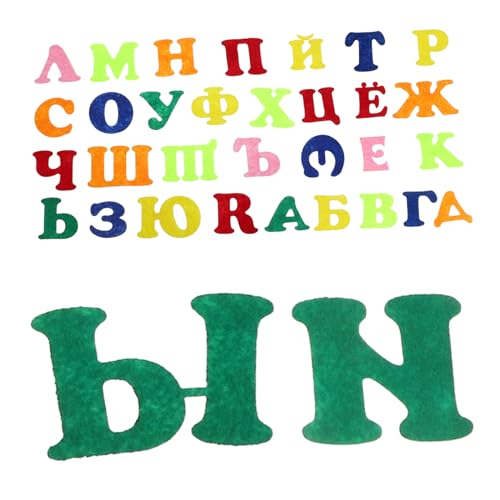 Toyvian 1 Satz Buchstabenaufkleber Russische Alphabet Aufkleber Frühpädagogische Wanddekoration Wandsticker aus Filz Buchstaben aufkleben Holzknöpfe handgemachter Buchstabe Vlies von Toyvian