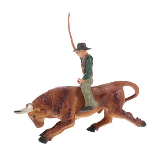 Toyvian 1 Satz Cowboy-Modell Stütze Rodeo Plüsch Stier-Action-Figur Kuh Cowboys Abseilen Stier Bauernhoftier Cowgirl Zum Bullenreiten Kerle Bullenfigur Harz von Toyvian