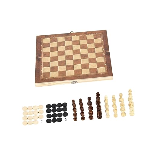 Toyvian 1 Satz DREI in einem Schach Schachbrett Schachbrett für Schachbrett mit leichtem Gewicht Magnet-Schachspiel Kinderspiele Hinweis Dame Backgammon-Schachbrett hölzern von Toyvian