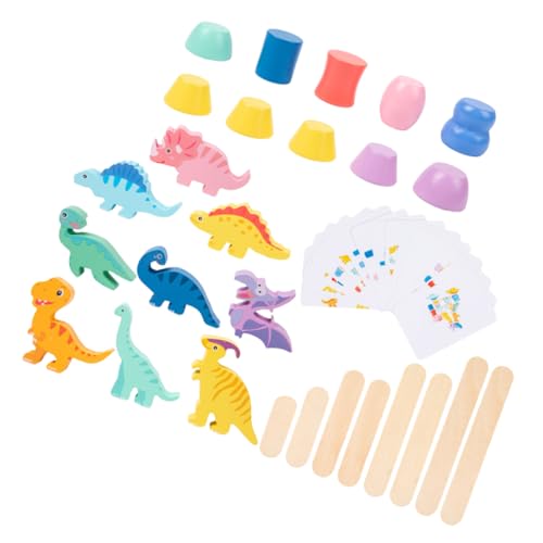 Toyvian 1 Satz Dinosaurier-bausteinspielzeug Kinderspielzeug Für Den Haushalt Cartoon-stapelspielzeug Lernspielzeug Für Cartoon- Aus Holz Tier-stapelblöcke Colorful Hölzern von Toyvian