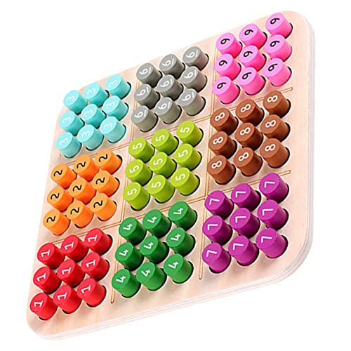 Toyvian 1 Satz Einfaches Regenbogen-Sudoku Holzspielzeug Holz Arithmetik-Sudoku Sudoku-Spiel Kinderbedarf Sudoku-Brettspiel Steckbrett Steckbrett aus Holz hölzern Colorful von Toyvian