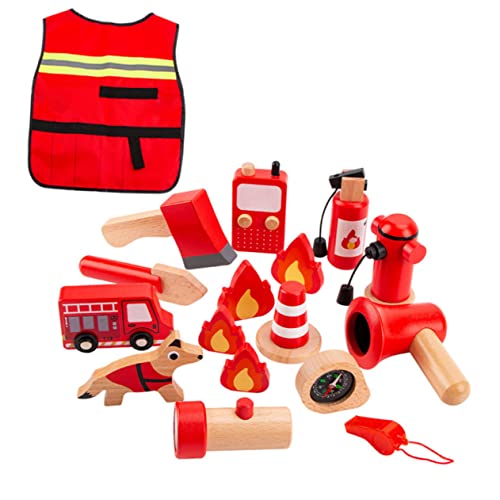 Toyvian 1 Satz Feuerwehranzug für Fireman Costume feuerwehrmann Feuerwehrmann- für Feuerwehr-Verkleidungsset Feuerwehr-Werkzeugset für Holz von Toyvian