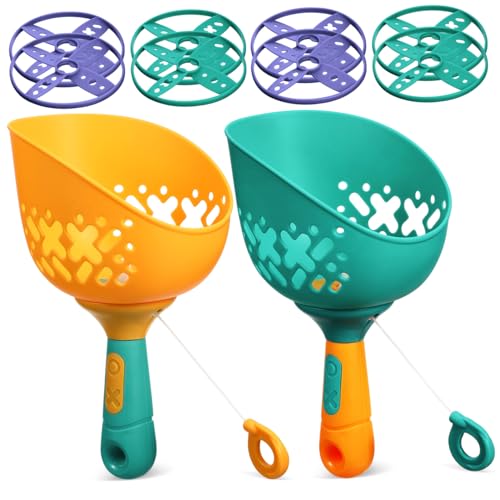 Toyvian 1 Set Outdoor Flying Disc Launcher-Spielzeug für Kinder Im Alter Von String Pull Flying Catch Game Sicheres Gartenspielzeug für Jungen und Mädchen Idealer Geburtstag Ostern Familienspaß von Toyvian