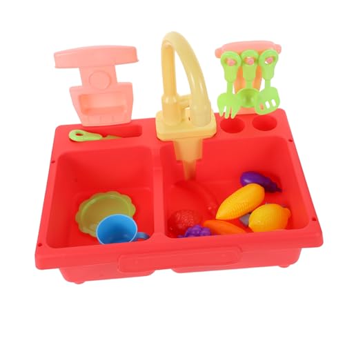 Toyvian 1 Satz Geschirrspüler Spielzeugnahrung Badespielzeug für Babys Kitchen Set for spülbecken für kinderküche kognitives Geschirrspülspielzeug Abs rot von Toyvian