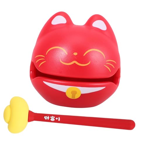 Toyvian 1 Satz Glückskatzen-schlaginstrument Schlagzeug-Musical Sensorische Bälle Trommelstöcke Musikinstrumente Frosch-Guiro-raspel Trommelmaschine Drumstick Plastik Rot von Toyvian