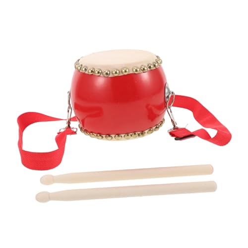 Toyvian 1 Satz Gongs und Trommeln Trommel Spielzeug Kleine Trommel für Kinder musikalisches Spielzeug Tragbare Percussion Instrumente Schlaginstrumente tragbare Trommel Schaffell von Toyvian