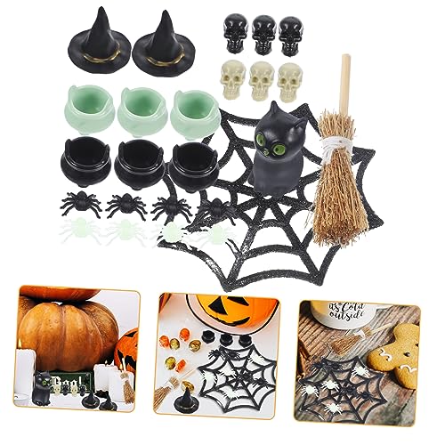 Toyvian 1 Satz Halloween-wohndekoration Miniaturfiguren Halloween-Miniatur-Ornament-Sets Hexen-feengarten-Accessoires Partydekoration - Plastik Jahrgang Kleine Spinne Minifiguren von Toyvian