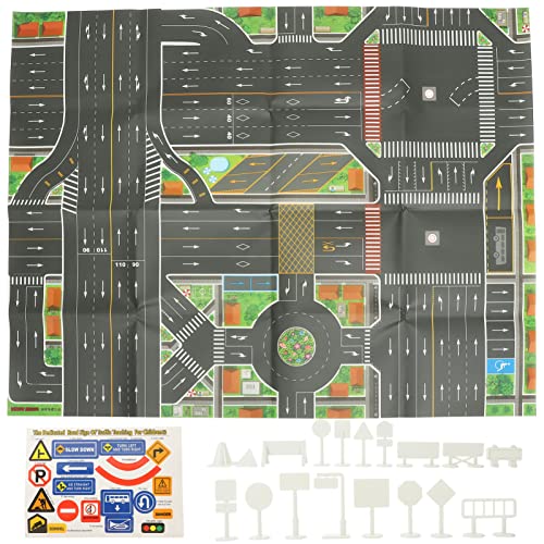 Toyvian 1 Satz Karte Spielmatte Straßenmatte für Spielzeugautos Straßenband Sitz verkehrszeichen Verkehrsschilder Karte straße straße Mini-Verkehrsschilder Plastik von Toyvian