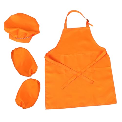 Toyvian 1 Satz Kinderschürze Koch Kostüm Kinder Kochmütze und Schürze für Kleinkinder Kinder kochschürze Kinder küchenschürze Kochutensilien für Kinder Schürzen für Kinder Polyester Orange von Toyvian