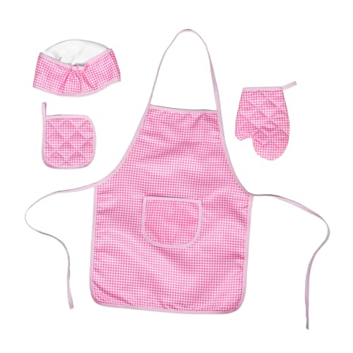 Toyvian 1 Satz Küchenschürze für Partyzubehör Quaste Lesezeichen auflisten Babymützen Kochspielzeug Set Plüsch Kochmütze Kochset für Mädchen Backsets für Polyester Rosa von Toyvian